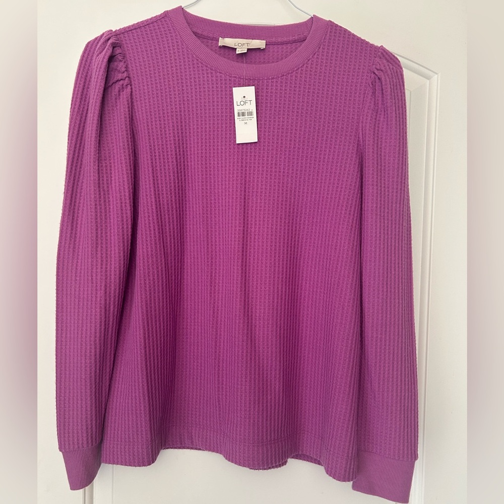 Purple LOFT Waffle Knit Top - New With Tags!!